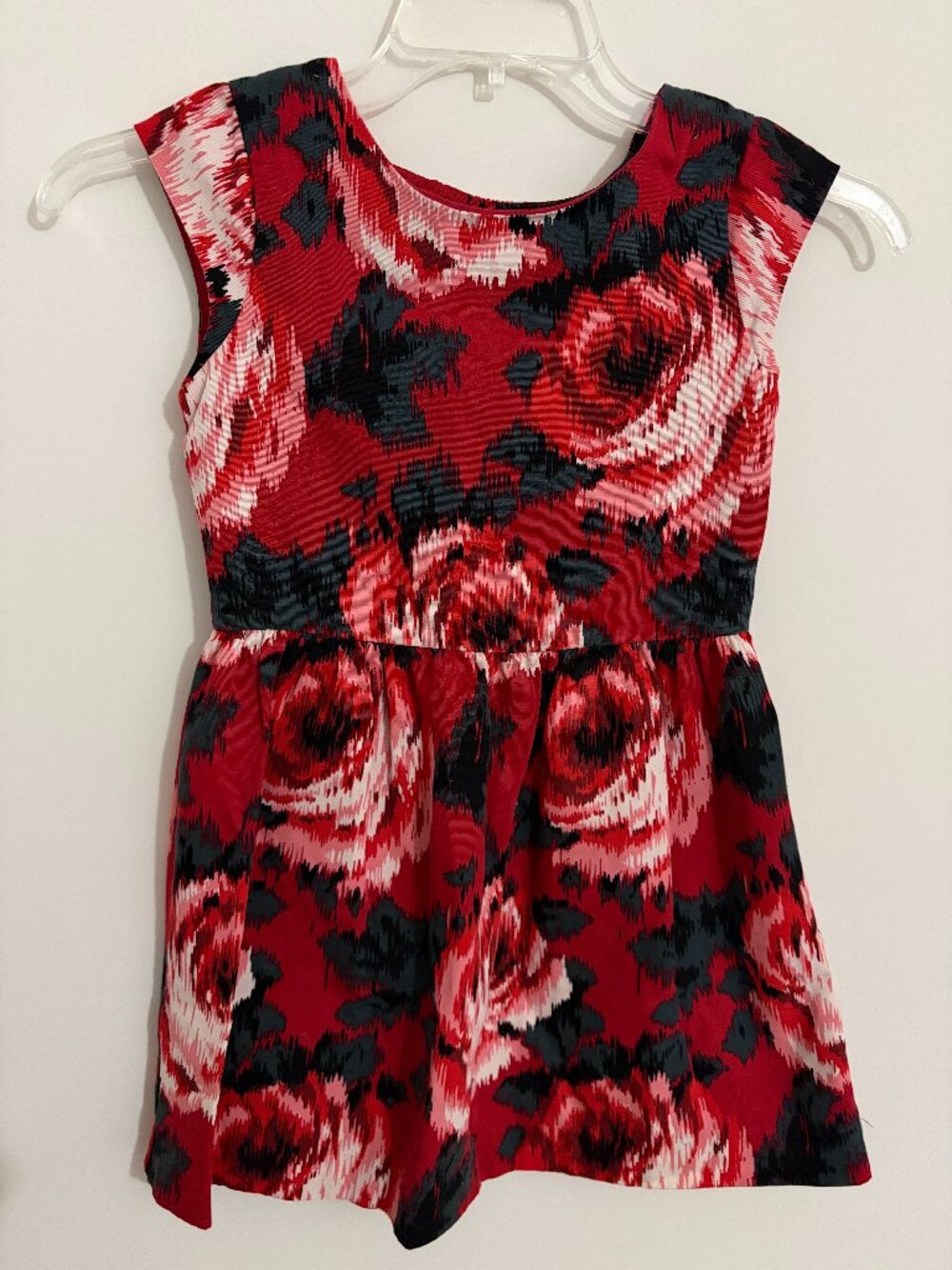 Gap Kids Dress Size Medium 8 Girls Floral Roses Red Black